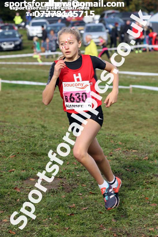 Girls under-13s National Cross Country Relay, Berry Hill Park, Mansfield. Photo:  David T. Hewitson/Sports for All Pics